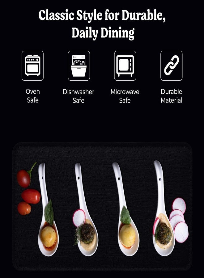 Furmaware asian soup spoons 6 pieces, deep oval hook design ultra-fine porcelain Japanese Spoon for Ramen Pho, cereal, Wonton Dumpling Miso, Noodles and curry dishes. - Image 2